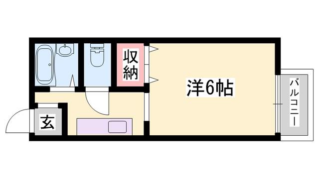 サンライフ・アイE棟(1K/2階)の間取り写真