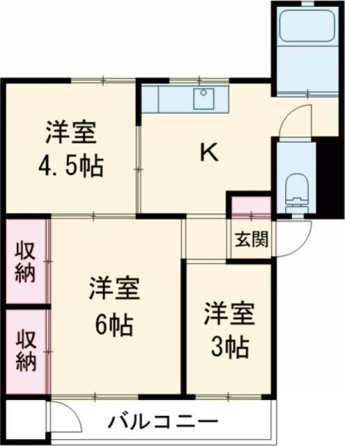 城山パレス(3K/2階)の間取り写真