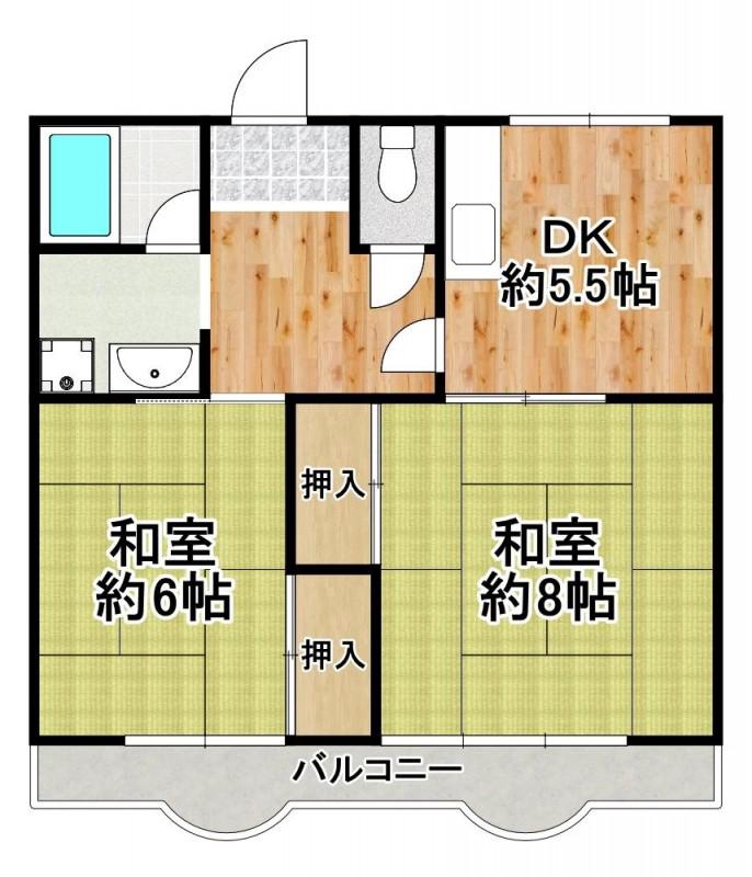 第二セイカイハイツ(2DK/5階)の間取り写真