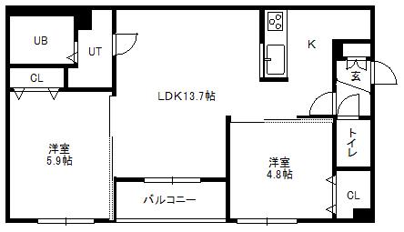 IL LEONE(2LDK/4階)の間取り写真