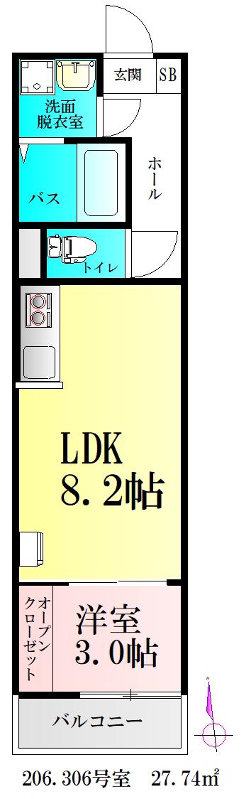 マシェルナ美田園(1LDK/3階)の間取り写真