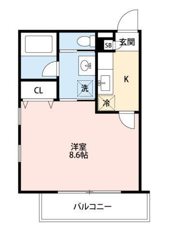 SAKURA田園調布(1K/4階)の間取り写真
