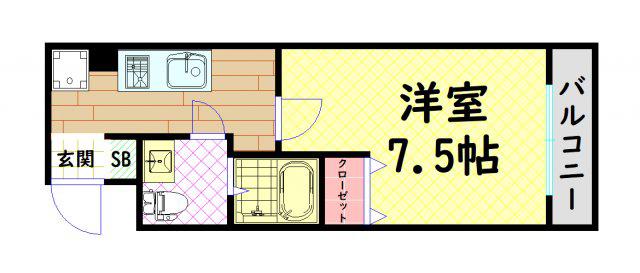 ルミエール瓦屋町(1K/5階)の間取り写真