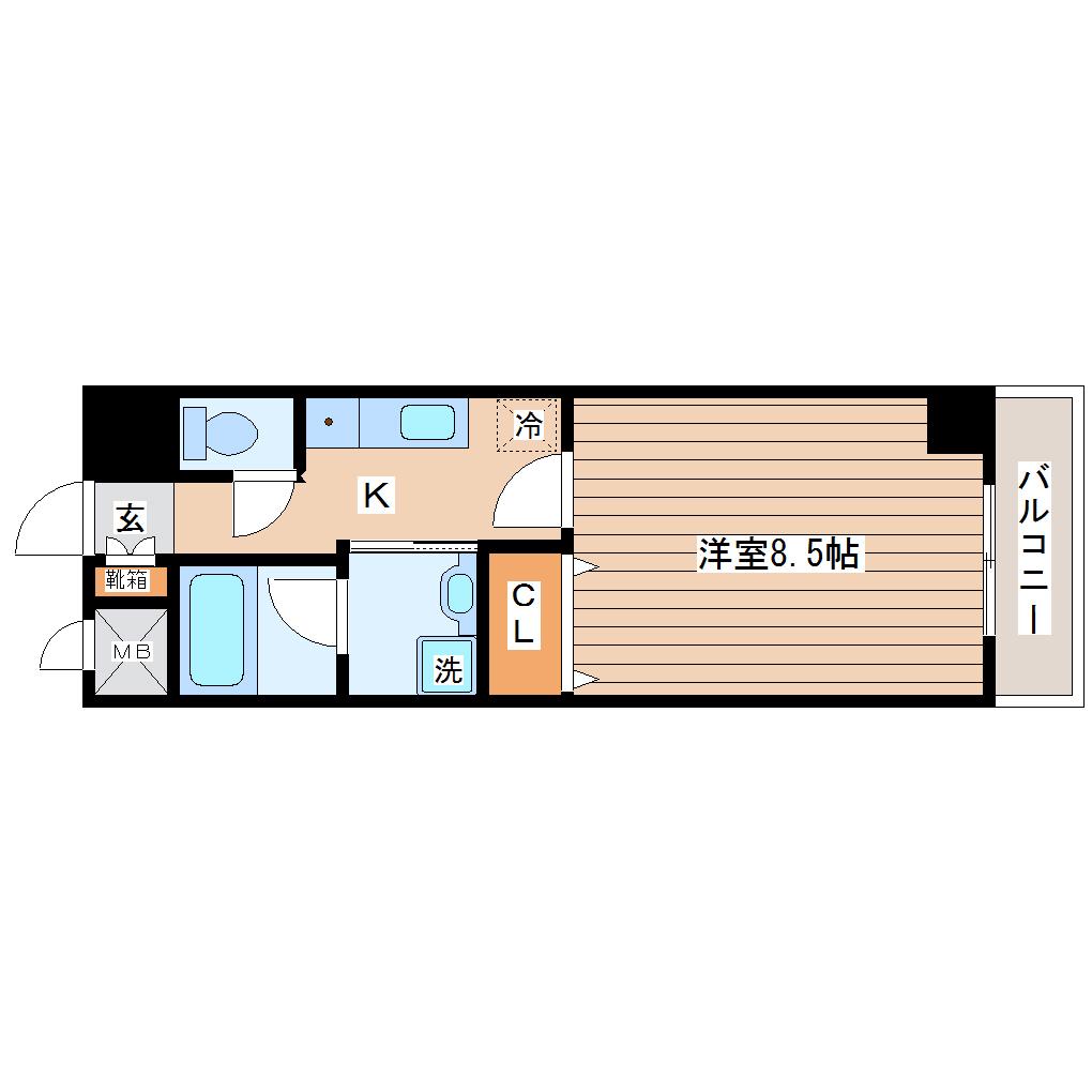 クレスト宮城野(1K/3階)の間取り写真