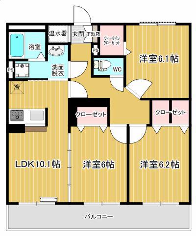 パークビレッジ松代(3LDK/1階)の間取り写真