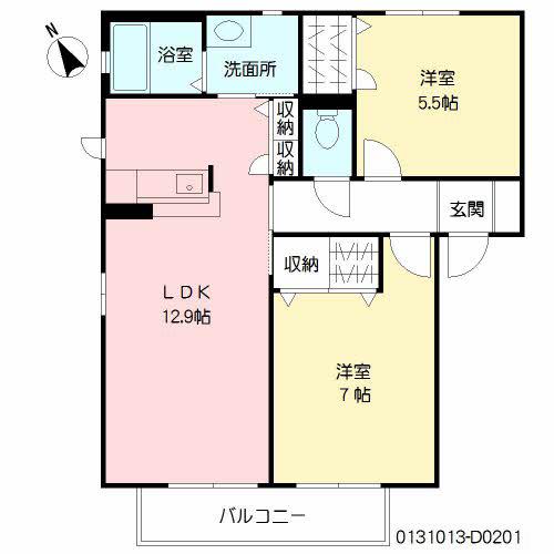 スリーゼD棟(2LDK/2階)の間取り写真