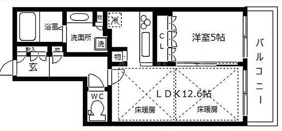 ファインフラッツ北浜(1LDK/8階)の間取り写真