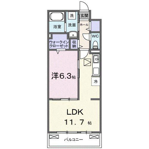 ル グランシャリオ(1LDK/1階)の間取り写真