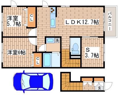 CAPPUCCINO(2SLDK/2階)の間取り写真