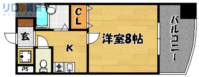 クリアコートUパートV(1K/2階)の間取り写真