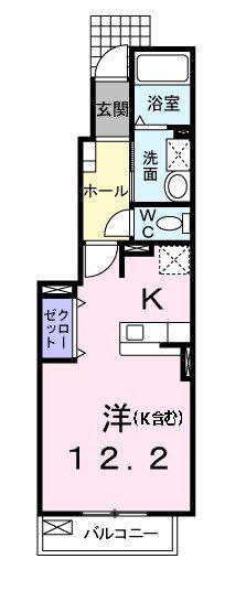グリーンヴィラージュB棟(1K/1階)の間取り写真