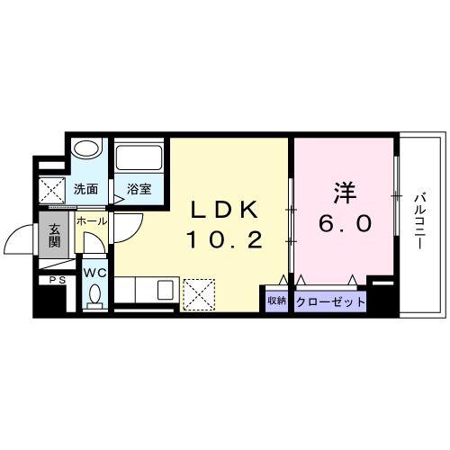 グリシーヌ-TIII(1LDK/4階)の間取り写真