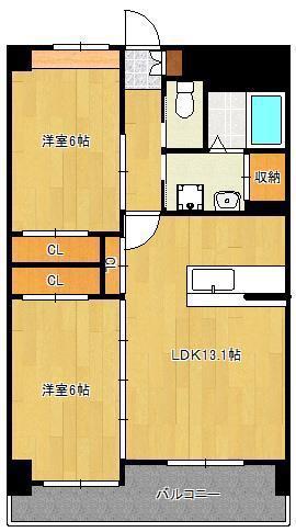 ピースグレース(2LDK/7階)の間取り写真