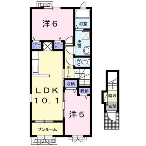 エターナルシャイン(2LDK/2階)の間取り写真