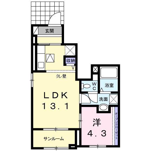 イノセントコートIII(1LDK/1階)の間取り写真