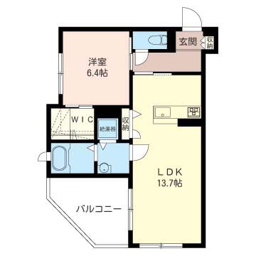 ソレアード新都心(1LDK/2階)の間取り写真