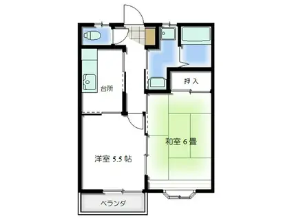 メゾンパークライン(2K/2階)の間取り写真