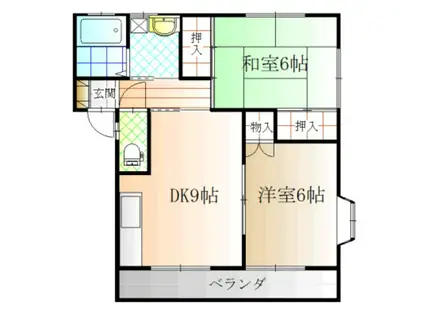 CA-SA七海2(2DK/2階)の間取り写真