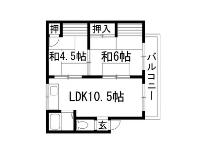 渋谷ハイツ(2LDK/2階)の間取り写真