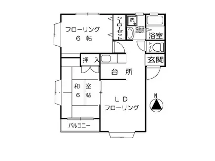 ドミール女鳥羽 1階の物件(2LDK/1階)の間取り写真