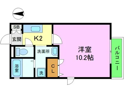 ヴィクトワール桂(1K/2階)の間取り写真