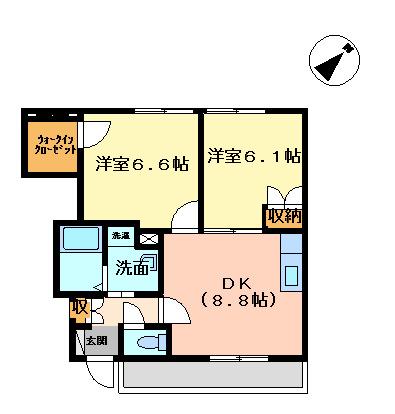 ロココレディーAINO(2DK/1階)の間取り写真