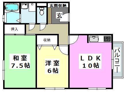 レオコート(2LDK/2階)の間取り写真