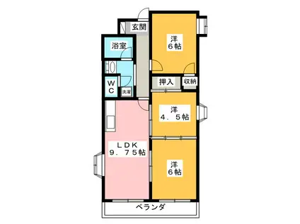 エステートヤマキ(3LDK/4階)の間取り写真