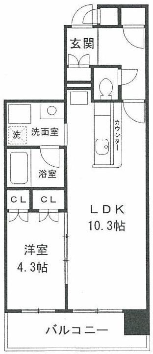 HF新横浜レジデンス(1LDK/4階)の間取り写真