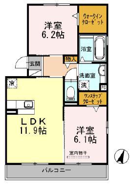 マノワールII(2LDK/2階)の間取り写真