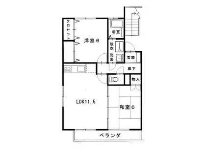 ボヌール(2LDK/2階)の間取り写真