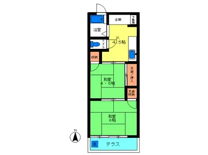 スカイハイツ(2K/1階)の間取り写真