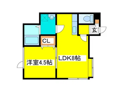 ツインコートアクア(1LDK/2階)の間取り写真