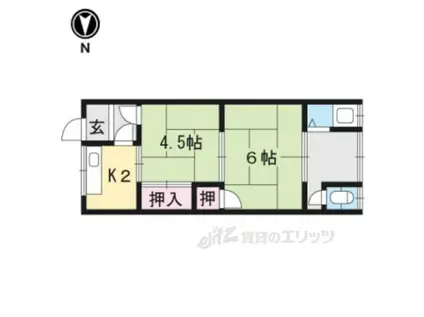 第1 八ノ坪荘(2K/2階)の間取り写真