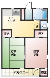 サンシャイン旭(2DK/2階)の間取り写真
