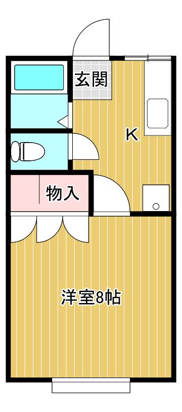 キスメット(1K/2階)の間取り写真