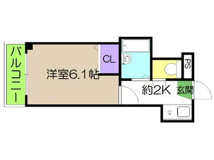 リヴィエラ上町II(1K/4階)の間取り写真