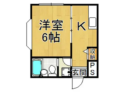 ハイツヤマトⅡ(1K/1階)の間取り写真