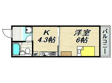 ハビテ八本松(1K/2階)の間取り写真