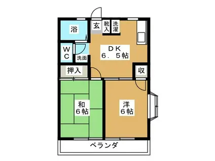 ボナールオカダII(2DK/2階)の間取り写真