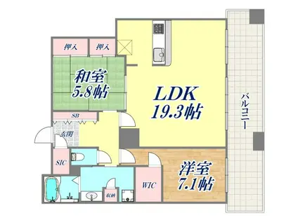ディーグラフォート神戸三宮タワー(2LDK/21階)の間取り写真