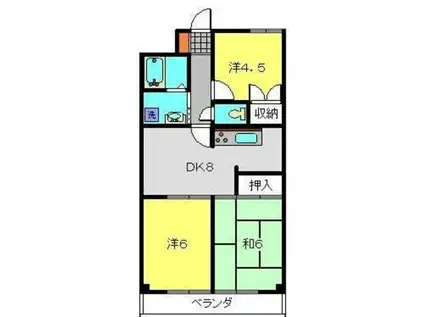 新堀マンション赤坂(3DK/4階)の間取り写真