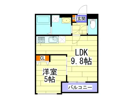 EIJU 吹田(1LDK/3階)の間取り写真