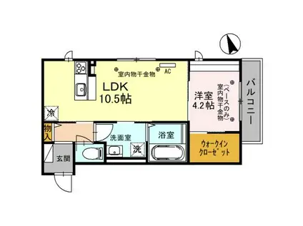 キューブ倉光(1LDK/3階)の間取り写真