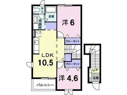 プリムローズA(2LDK/2階)の間取り写真