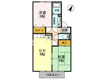 ロワール実相寺(2DK/1階)の間取り写真