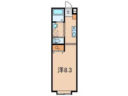 カーサドマーニ(1K/1階)の間取り写真