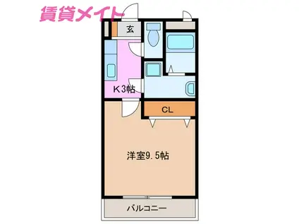 メゾンモンマルトル2(1K/1階)の間取り写真