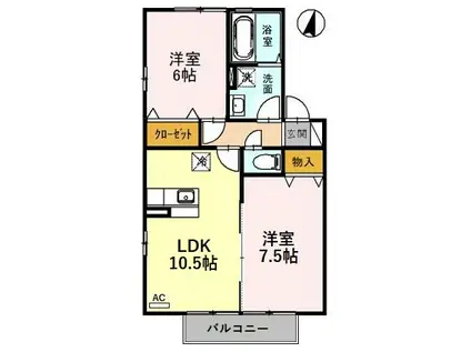 Y-CONFIDENCEA205(2LDK/2階)の間取り写真