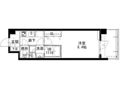 アルティザ姫路(1K/8階)の間取り写真